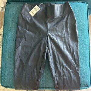 Navy Blue Leather Leggings